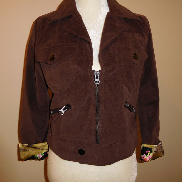 Anthro One Girl Who Brown  Moto Jacket!! - Picture 3 of 6